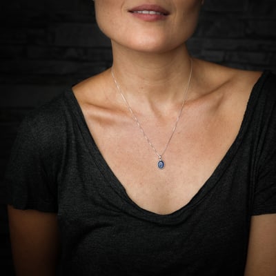 Kyanit-Kette 925 Silber, Disthen-Anhänger, Cyanit Echtsilber Schmuck