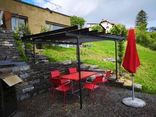 metallisch 12 Pergola Sitzplatz