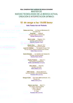 Programa 21-5-21. Real Conservatorio Superior de Música de Madrid