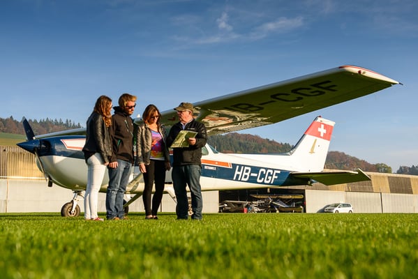 Flugvorbereitungen Luzern-Beromünster