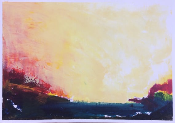 "Summer n.1" Oil sticks and cold wax on oil paper | 29,7 cm x 42 cm| 