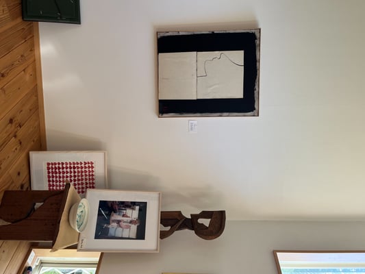 油絵にコラージュ「プロフィール」20号 86歳 練馬区立美術館追悼展出品