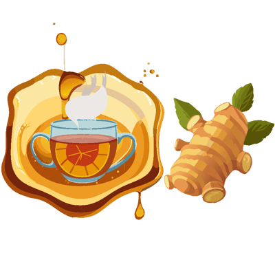 Dessin graphique d'une infusion de Miel de Manuka de Nouvelle-Zélande et Gingembre