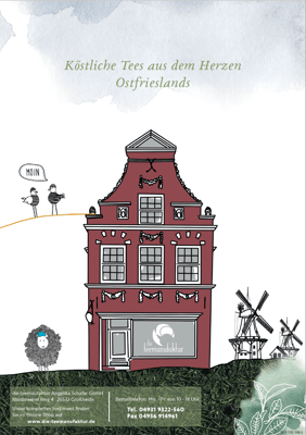 Kunde: Die Teemanufaktur | Skills: Idee, Konzept, Grafik, Layout, Illustration Cover Magazin 2018/2019 hinten. 