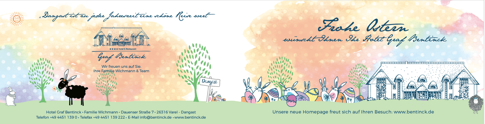 Illustration Kundenkarte Ostern für Hotel Graf Bentinck in Dangast