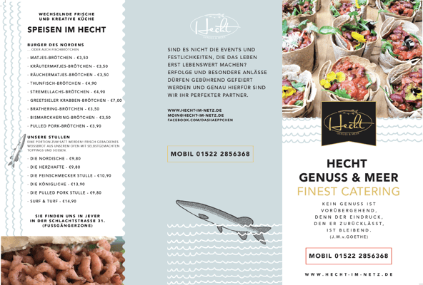 Kunde: Kristin Hecht - Häppchen & Meer | Skills: Idee, Konzept, Grafik, Layout, Illustration Flyer - Vorderseite.