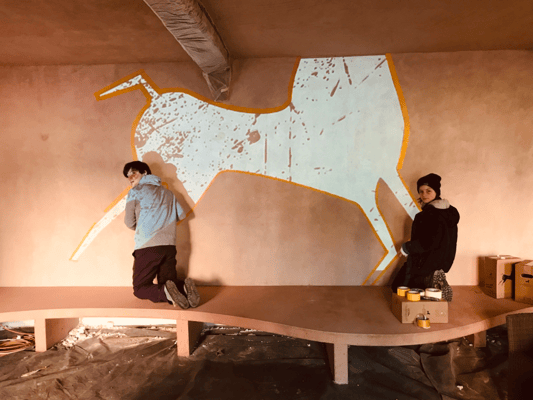 Architekten(kinder) und Bauherren(kinder) selbst am Werk