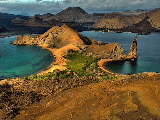 Bartolome island photo taken from above, ©Galapagos Shark Diving