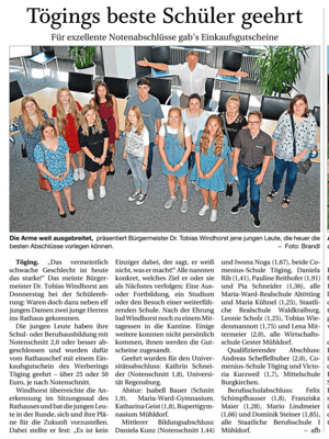 25.07.2020 - Tögings beste Schüler geehrt