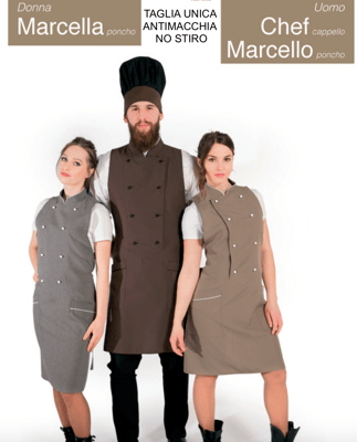 Ariell divise da lavoro grembiuli pettorine per Ristorazione Bar Catering personalizzati con il tuo logo senza minimi quantitativi