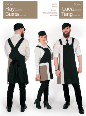Ariell divise da lavoro grembiuli pettorine per Ristorazione Bar Catering personalizzati con il tuo logo senza minimi quantitativi