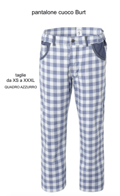 Ariell Divise da Lavoro pantalone chef quadro azzurro