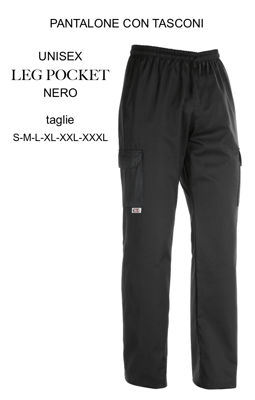 Ariell Divise da Lavoro pantalone con tasconi cuoco Egochef nero