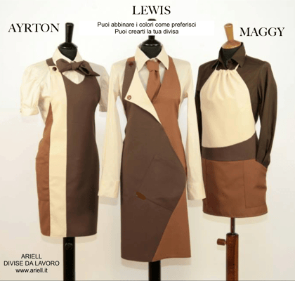 Ariell divise da lavoro grembiuli pettorine per Ristorazione Bar Catering personalizzati con il tuo logo senza minimi quantitativi