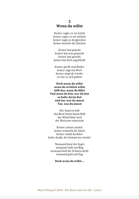 Wenn du willst by Marcel Haag - Lyrics