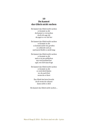 Du kannst das Glück nicht suchen by Marcel Haag - Lyrics