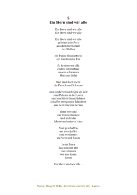 Ein Stern sind wir alle by Marcel Haag - Lyrics