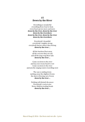 Down by the River by Marcel Haag - Lyrics