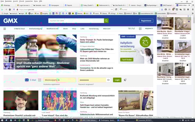 Und bis auf die GMX-Startseite hat Saša es auch geschafft