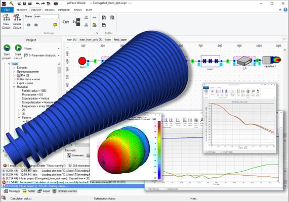 Corrugated horn with mode converter