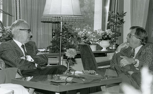 03. April 1980 Besuch von Jochen Vogel, Deutscher Justizminister, beim Liechtensteiner Presseclub, 03.04.1980 Foto: Brigitt Risch, Schaan 