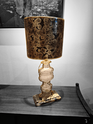 Lampada in vetro e bronzo in stile Maison Baguès, 1940