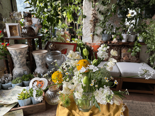 1月flower lesson/ガラスフラワーベース花いけ