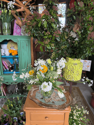 1月flower lesson/ガラスフラワーベース花いけ