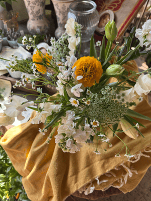 1月flower lesson/ガラスフラワーベース花いけ