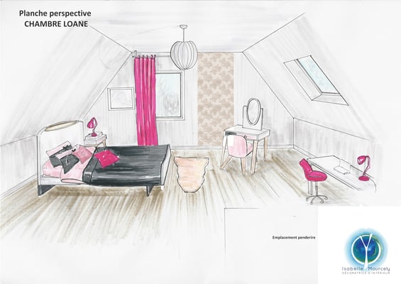 Perspective chambre jeune fille