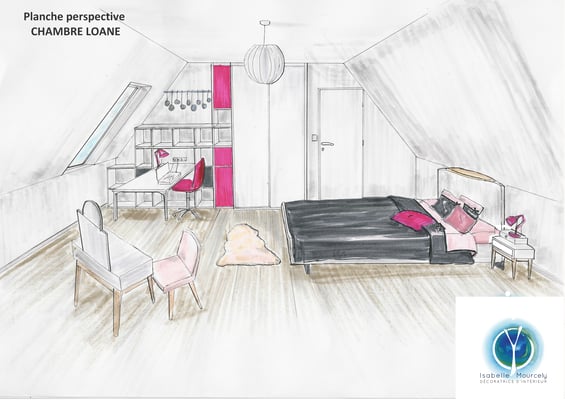 Perspective chambre jeune fille