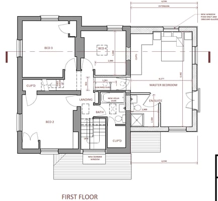 FIRST FLOOR - A new master bedroom suite.
