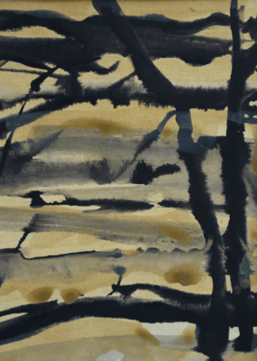 Trees in Black and Yellow - ink, acrylic on paper, 30x40 cm