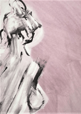 Pink study V - acrylic, ink on paper, 30x20 cm