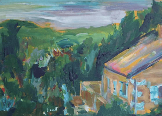 View from the hill - acrylic on paper, 40x50 cm