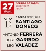 Toros de Santiago Domecq pour Antonio Ferrera, José Garrido et Léo Valadez