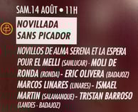 novillos d'Alma Serena et La Espera pour El Melli, Moli de Ronda, Eric Olivera, Marcos Linares, Ismael Martin et Tristan Barroso