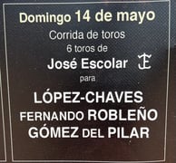 Toros d'Escolar Gil pour Domingo Lopez Chaves, Fernando Robleño et Gomez del Pilar