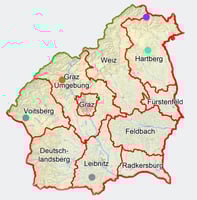 Oststeiermark, Steirischer Zentralraum, SW- & SO Steiermark
