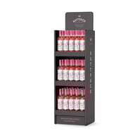 Display aus Wellpappe ohne Palette für Doypacks - Bodendisplay - Hersteller POS Display. Attraktive Werbe- & Verkaufsdisplays aus Wellpappe: Egal ob Paletten-, Regal-, Theken- oder Bodendisplays. RATTPACK® POS-Hersteller
