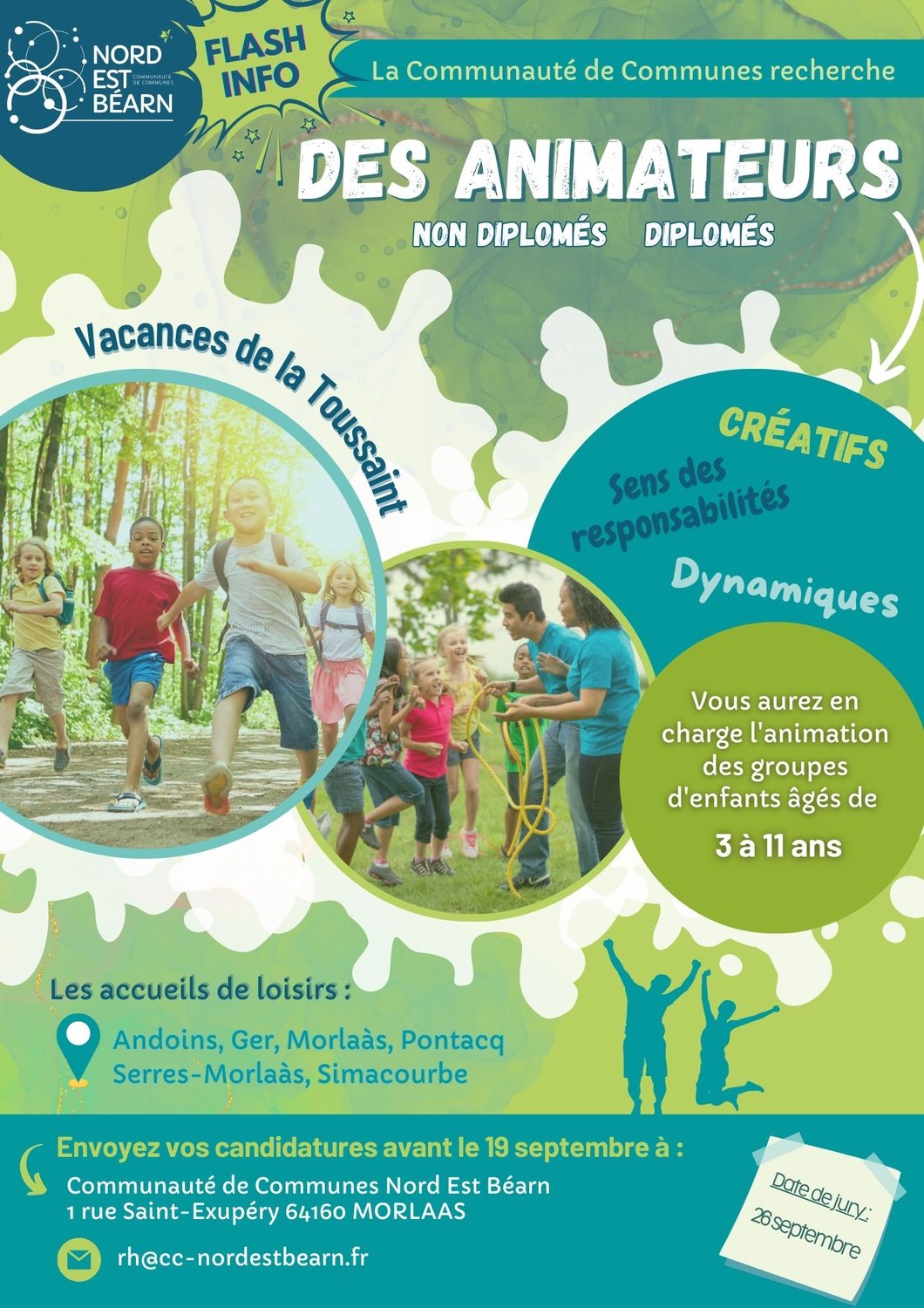 OFFRE EMPLOI / Animateurs ALSH vacances de la Toussaint