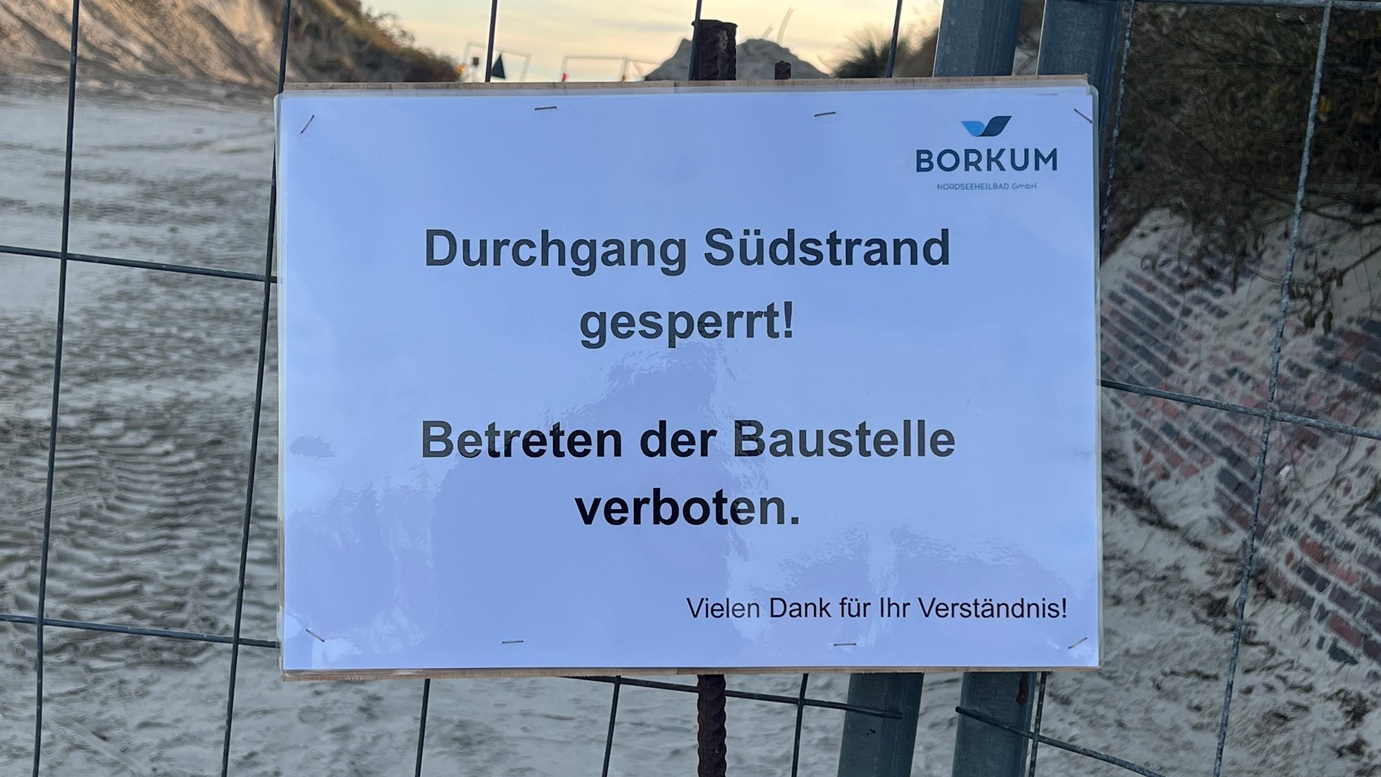 Küstenschutzmaßnahme am Südstrand – Strandaufgang wird voll gesperrt