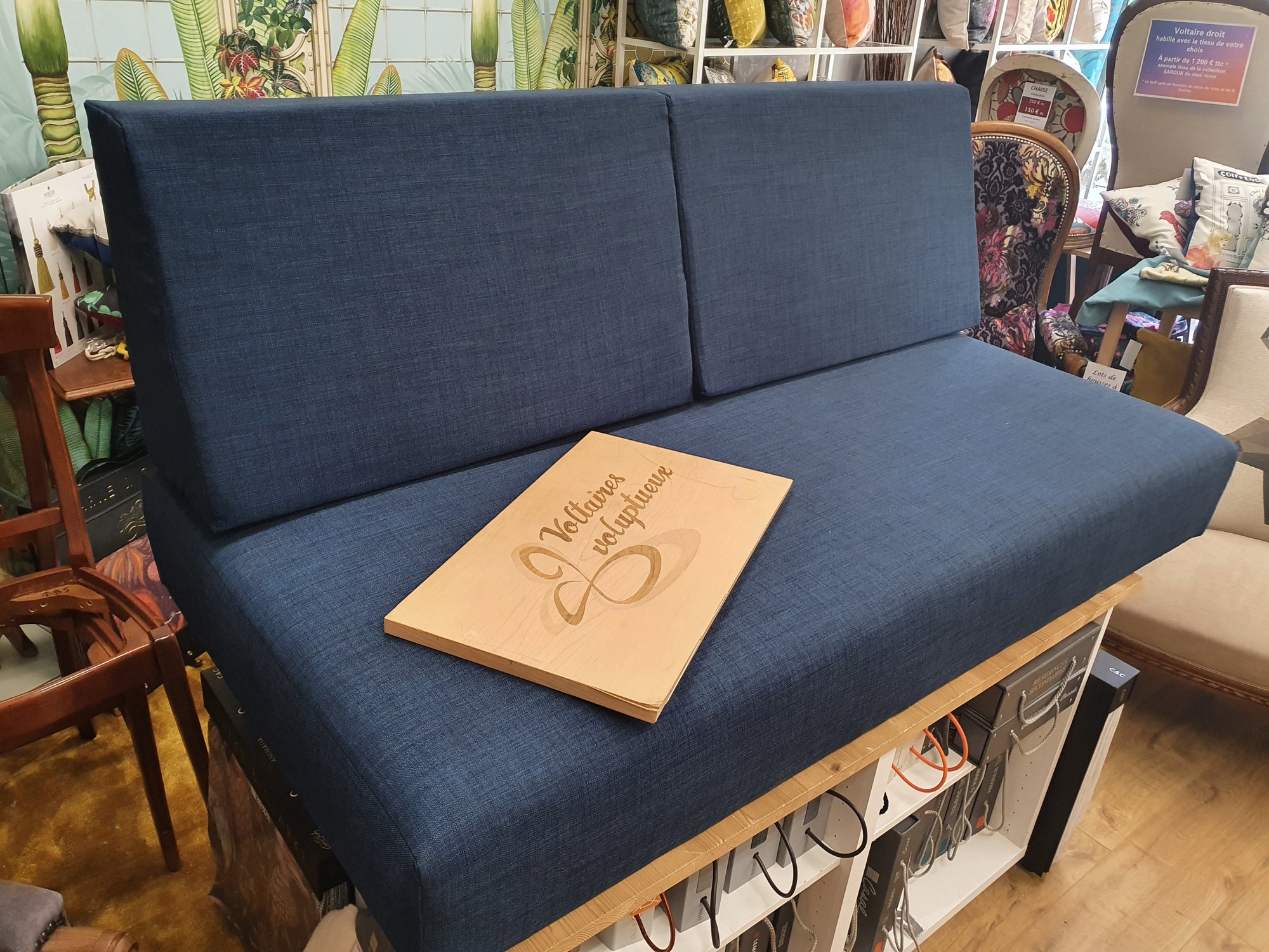 Canapé sur mesures bleu