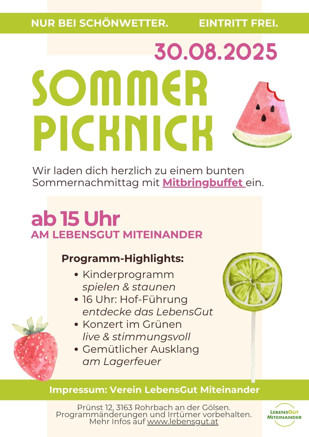 Sommer Picknick am Lebensgut