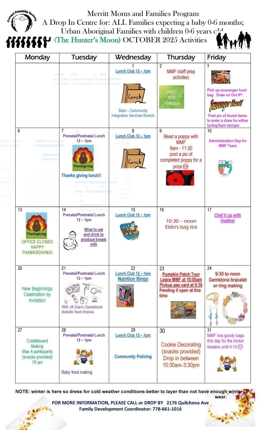 Merritt Moms and Families October Calendar