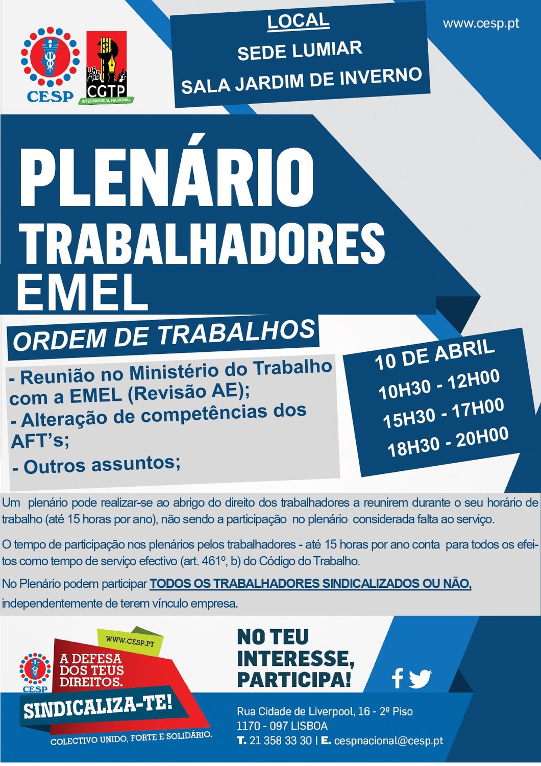 10 ABRIL | PLENÁRIOS DE TRABALHADORES DA EMEL