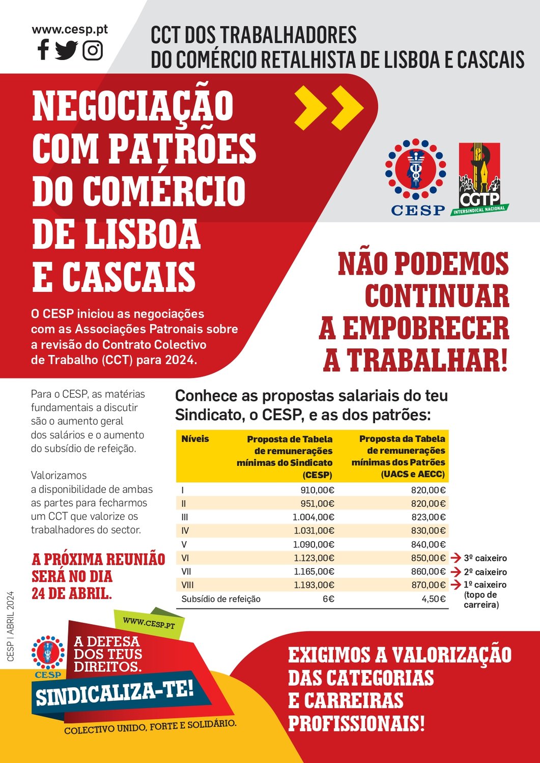 NEGOCIAÇÃO COM PATRÕES DO COMÉRCIO DE LISBOA E CASCAIS