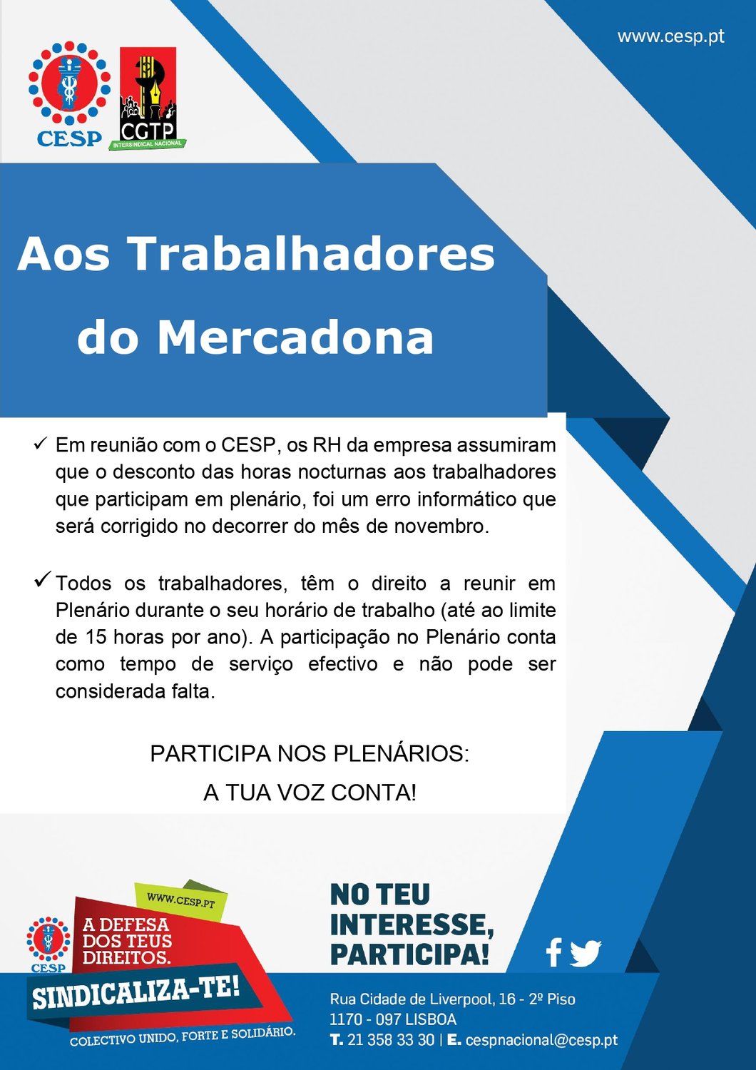 Aos Trabalhadores do Mercadona Almeirim