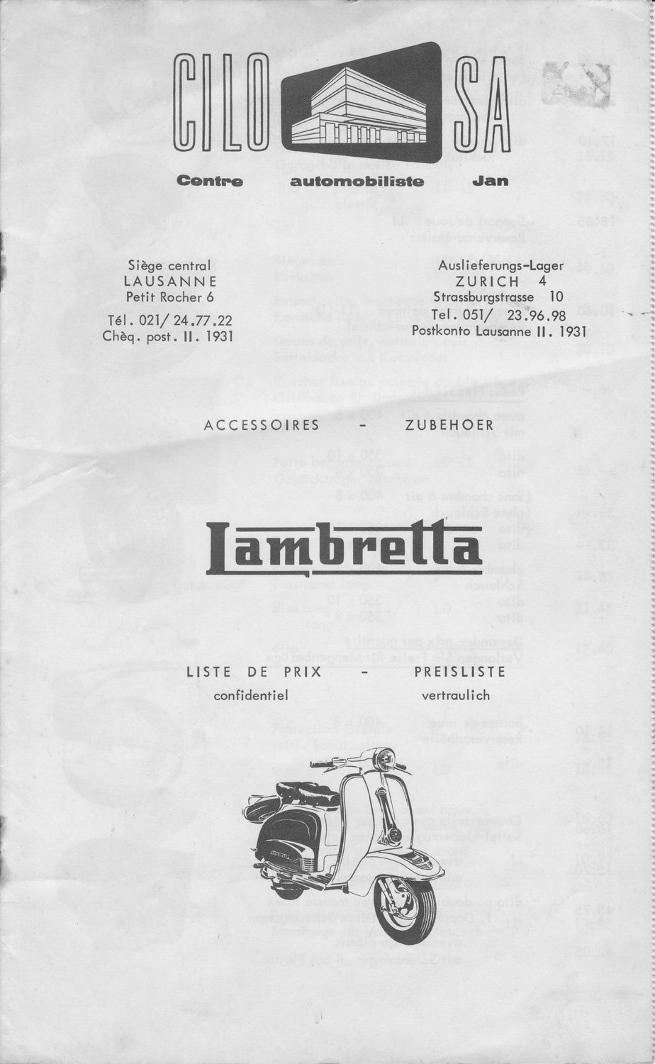 Schweizer Zubehör-Katalog für die LI 2. Serie