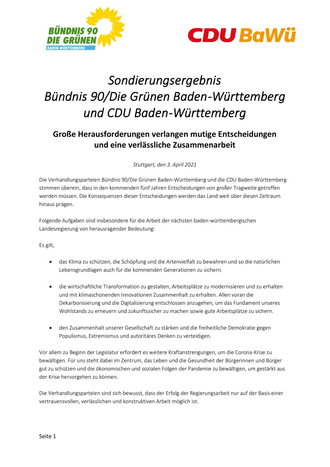 Die Grünen haben sich für eine Koalition mit der CDU entschieden.